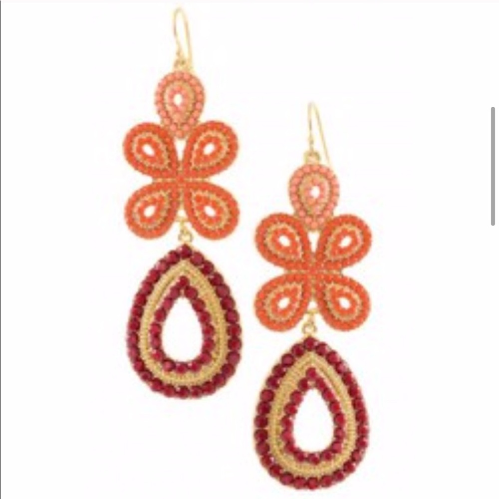 :: Stella & Dot Coral Capri Chandelier Earrings Retired Treasures!!! - Picture 12 of 13